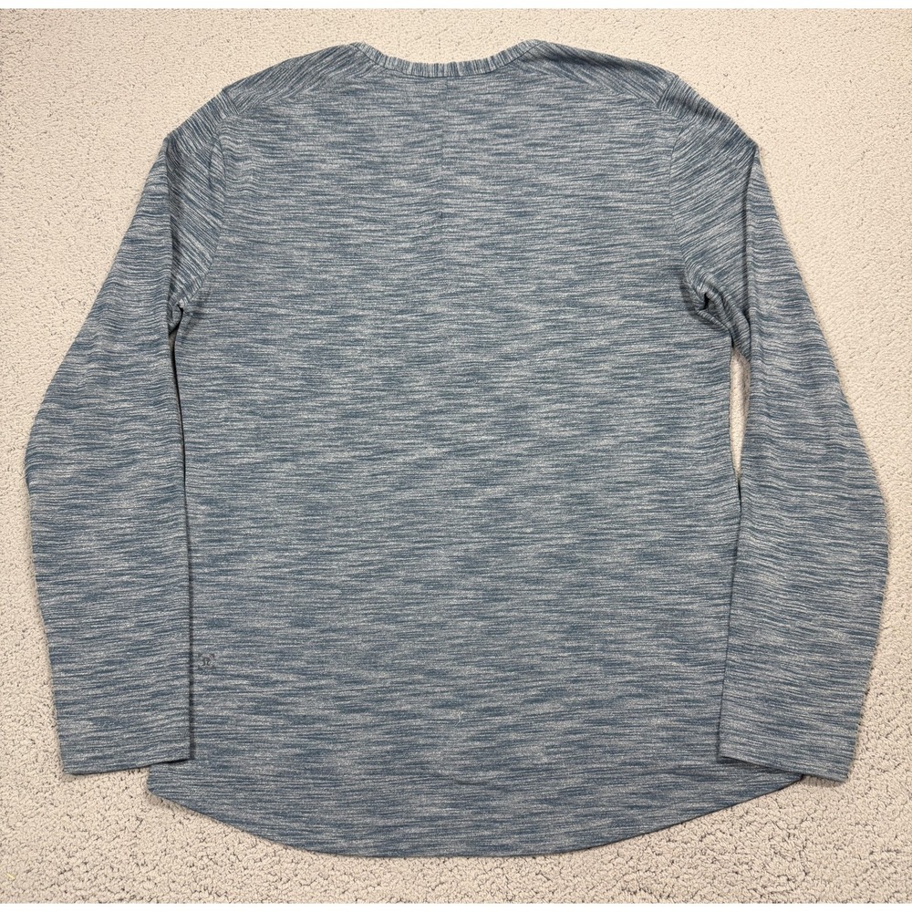 Lululemon Henley Shirt Mens Large Blue Long Sleeve Curved Hem Jersey Tee Casual - Picture 8 of 8